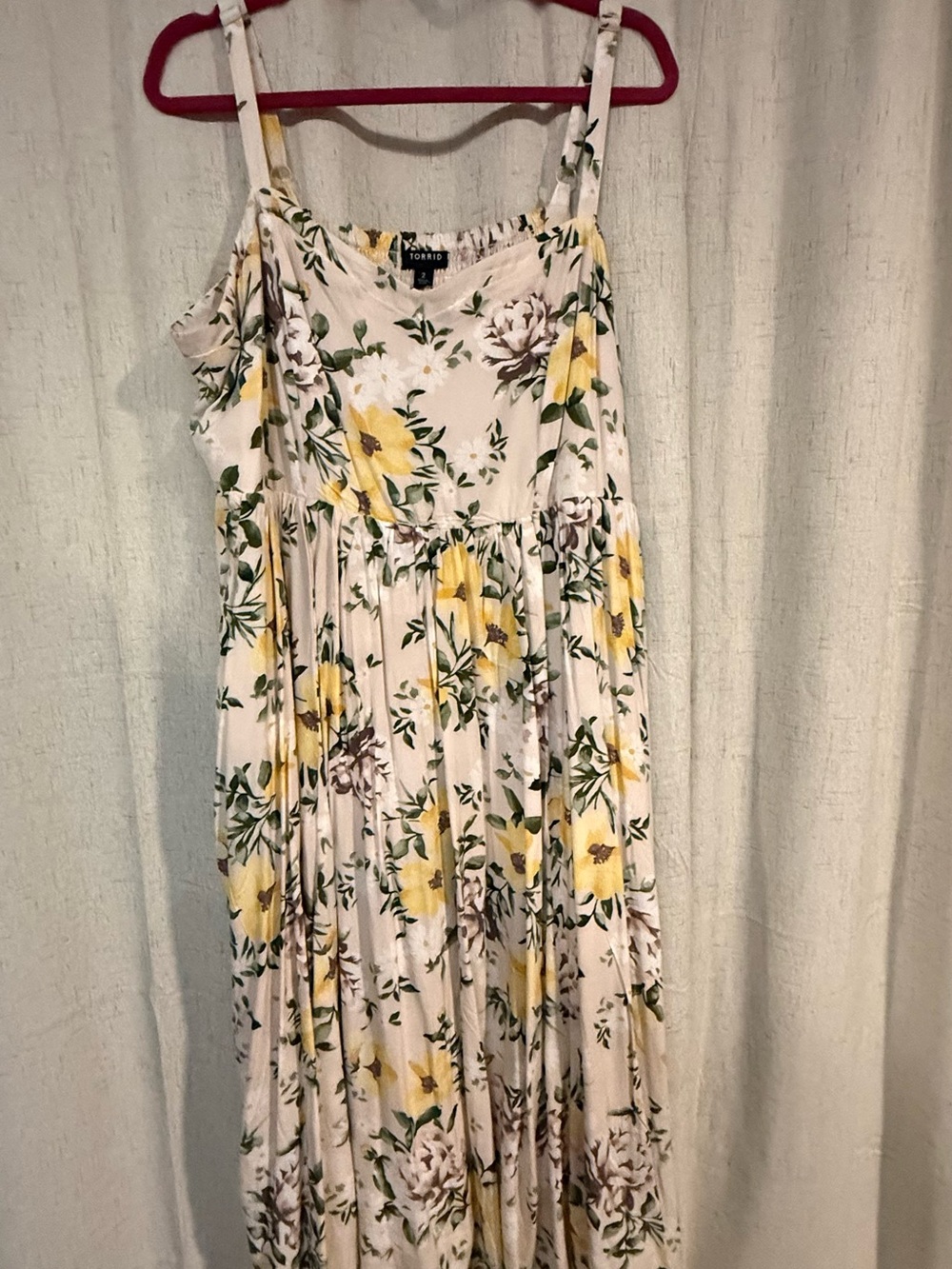 torrid White Floral Maxi Dress with Yellow Blooms